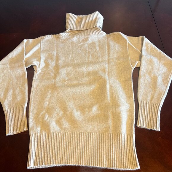 Mary‎ Ann Restivo Womens  Turtleneck Sweater 100% Cashmere S Beige Ribbed - Picture 4 of 9